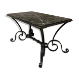 Robert merceris coffee table in wrought iron and 1940s marble
