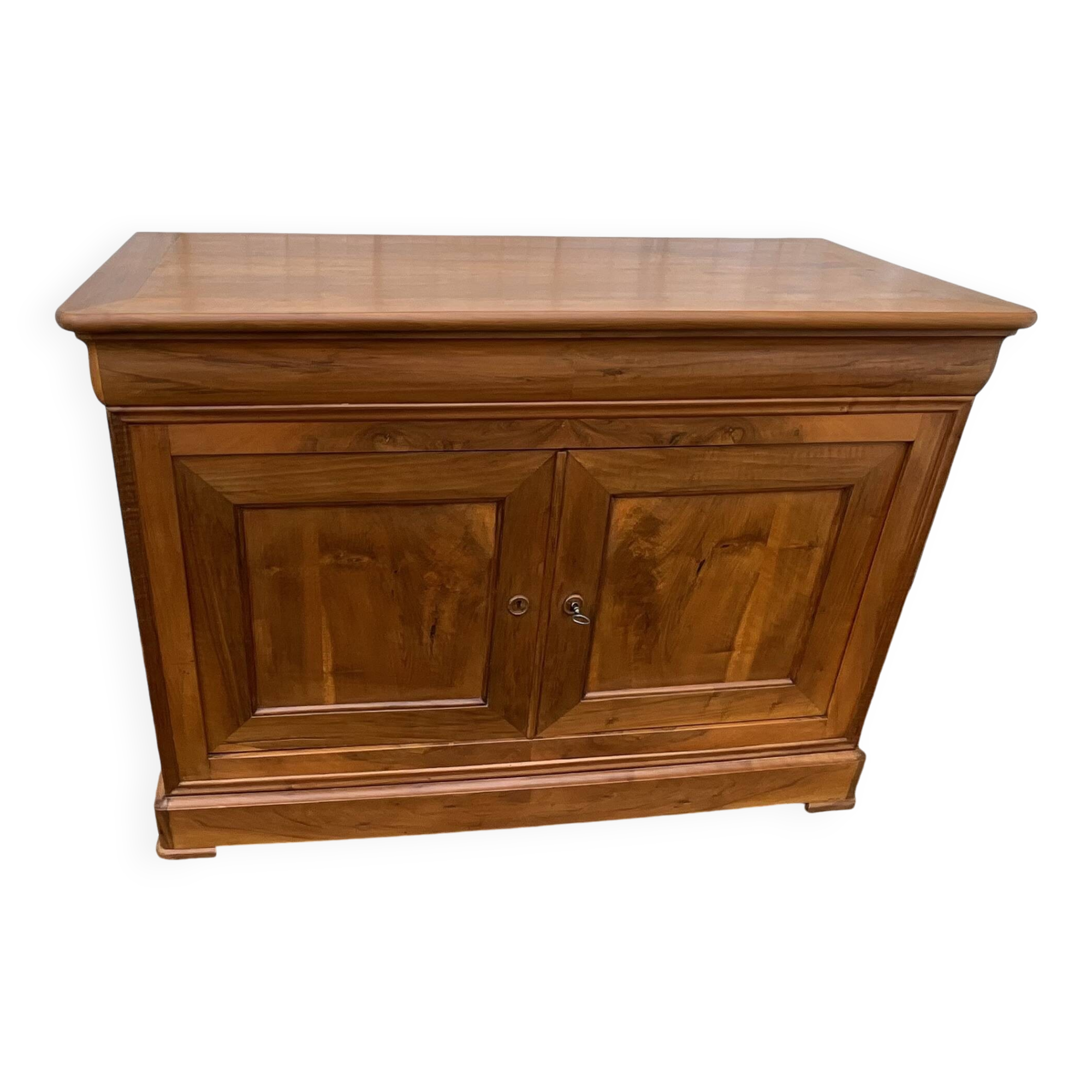 Sideboard and chest in burr walnut, late 19th century, Louis Philippe