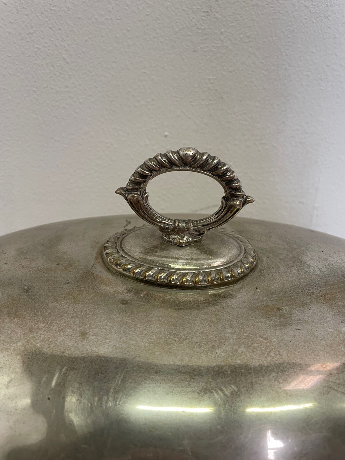 Grande cloche de service en métal argenté XIXe