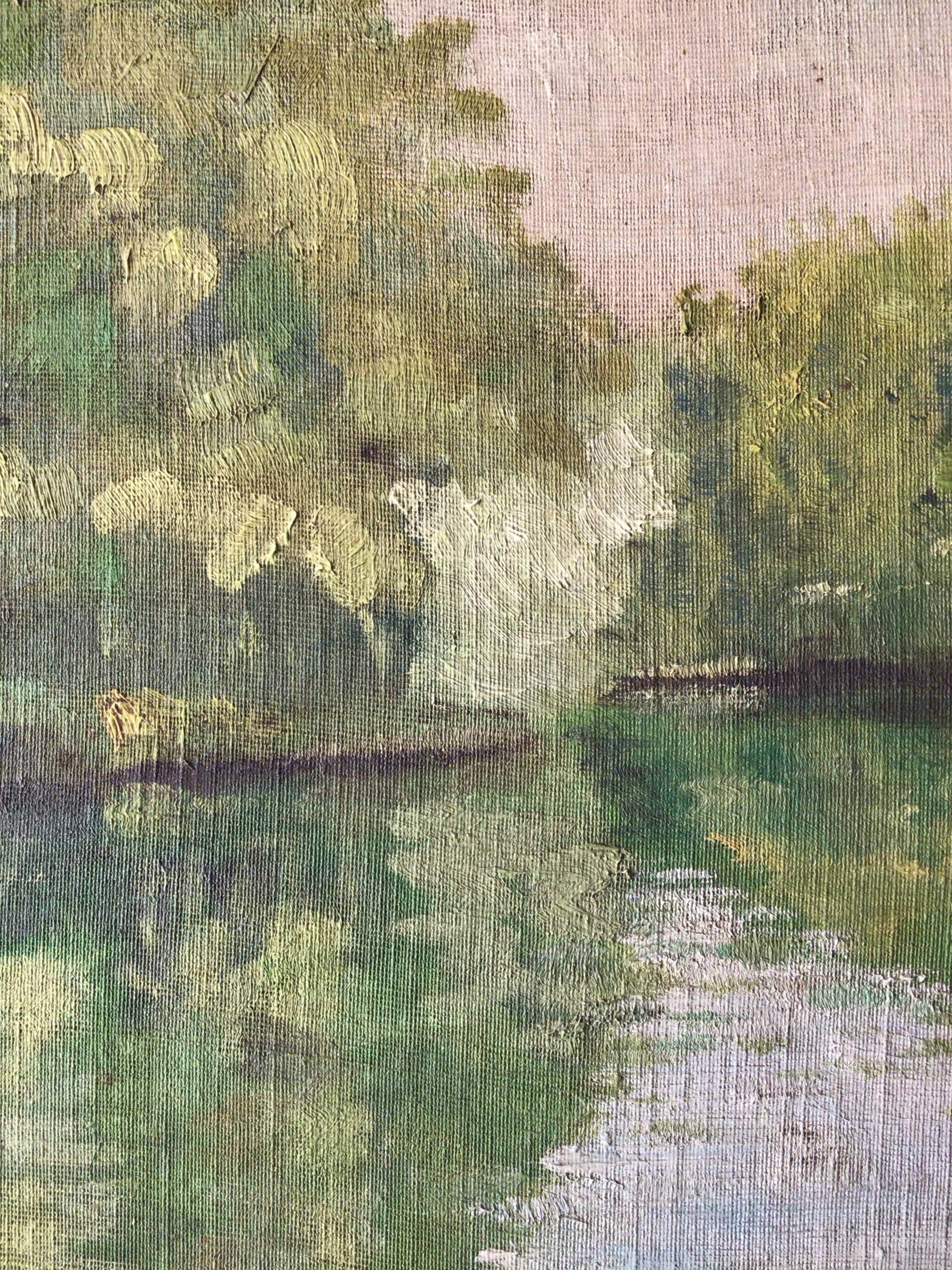 Oil on canvas by S.Chapchal by the river