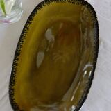 Plat de service ovale ancien vert olive  Gien France