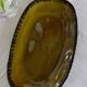 Old olive green oval serving dish Gien France