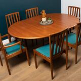 Retro Teak 1960s Extending Dining Table & 6 Chairs By Meredew