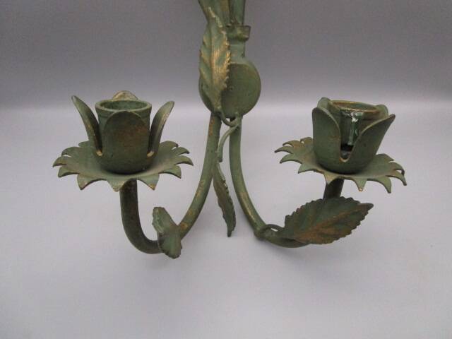Vintage "sheaf of wheat" wall candle holder in painted brass