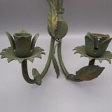 Vintage "sheaf of wheat" wall candle holder in painted brass