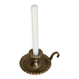 Vintage candle holder in gilded brass - Spiral shell style tray