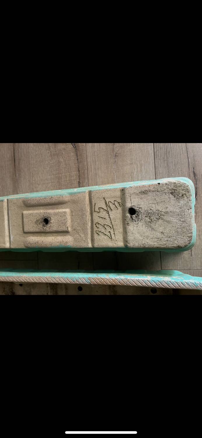 2 water green stone planters, 1950s-60s