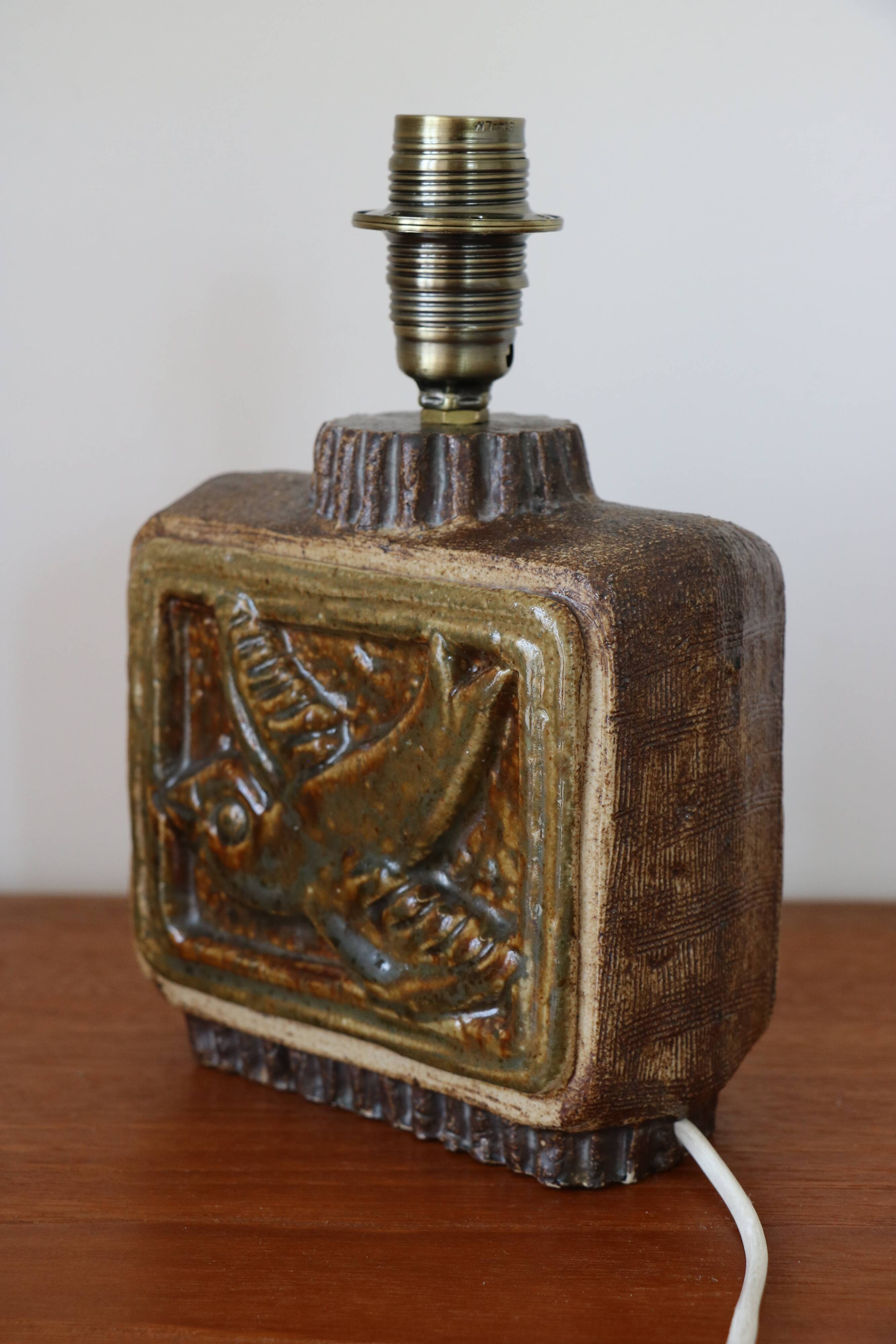 Sandstone lamp base, Willi Fischer, Ego Stengods, Sweden, 1960