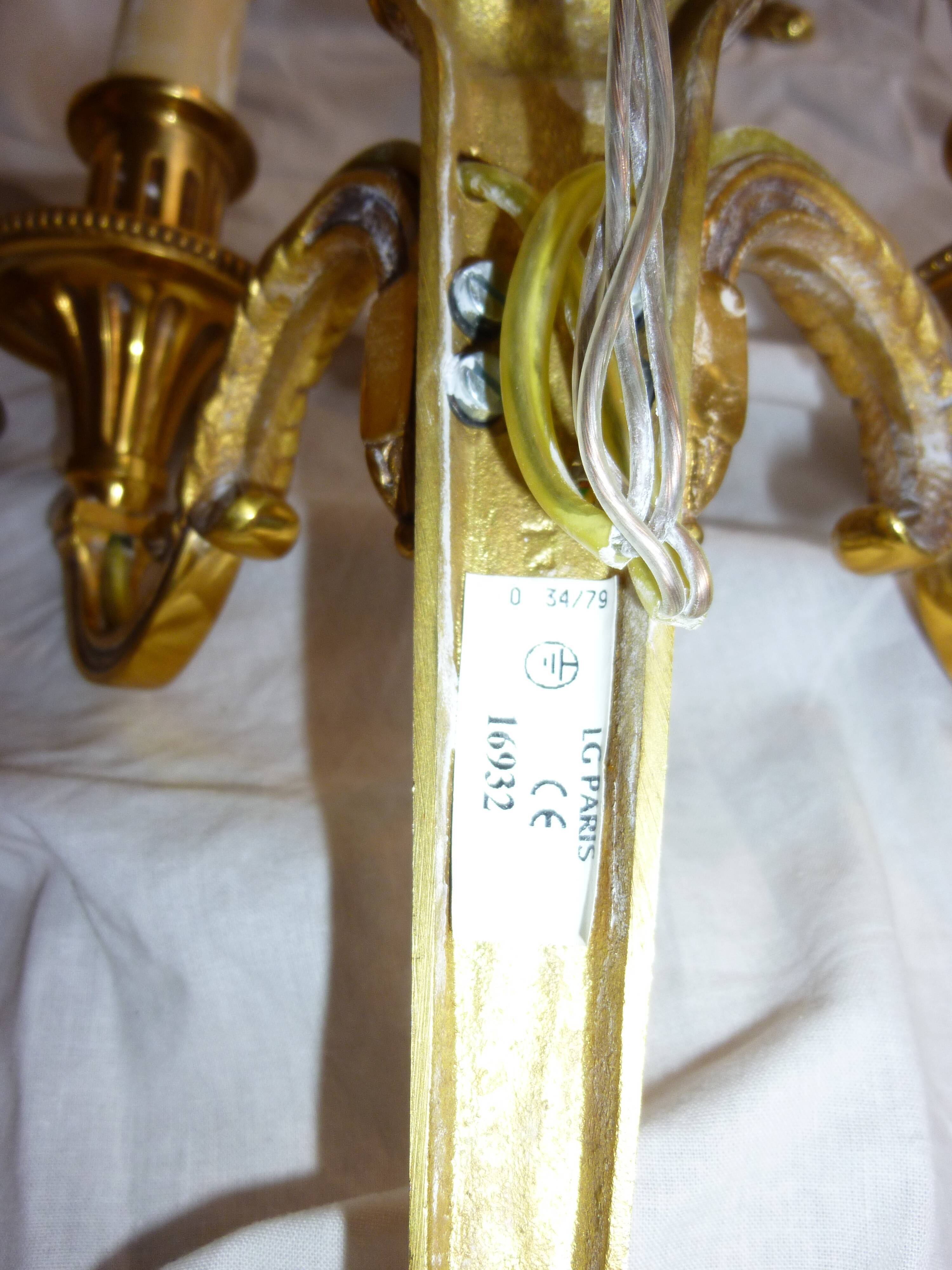 Pair of sconces Lucien Gau real brass