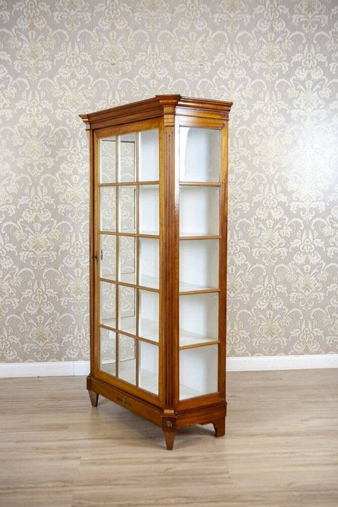 Mid-20th Century Single-Leaf Beech Display Cabinet, 1940s