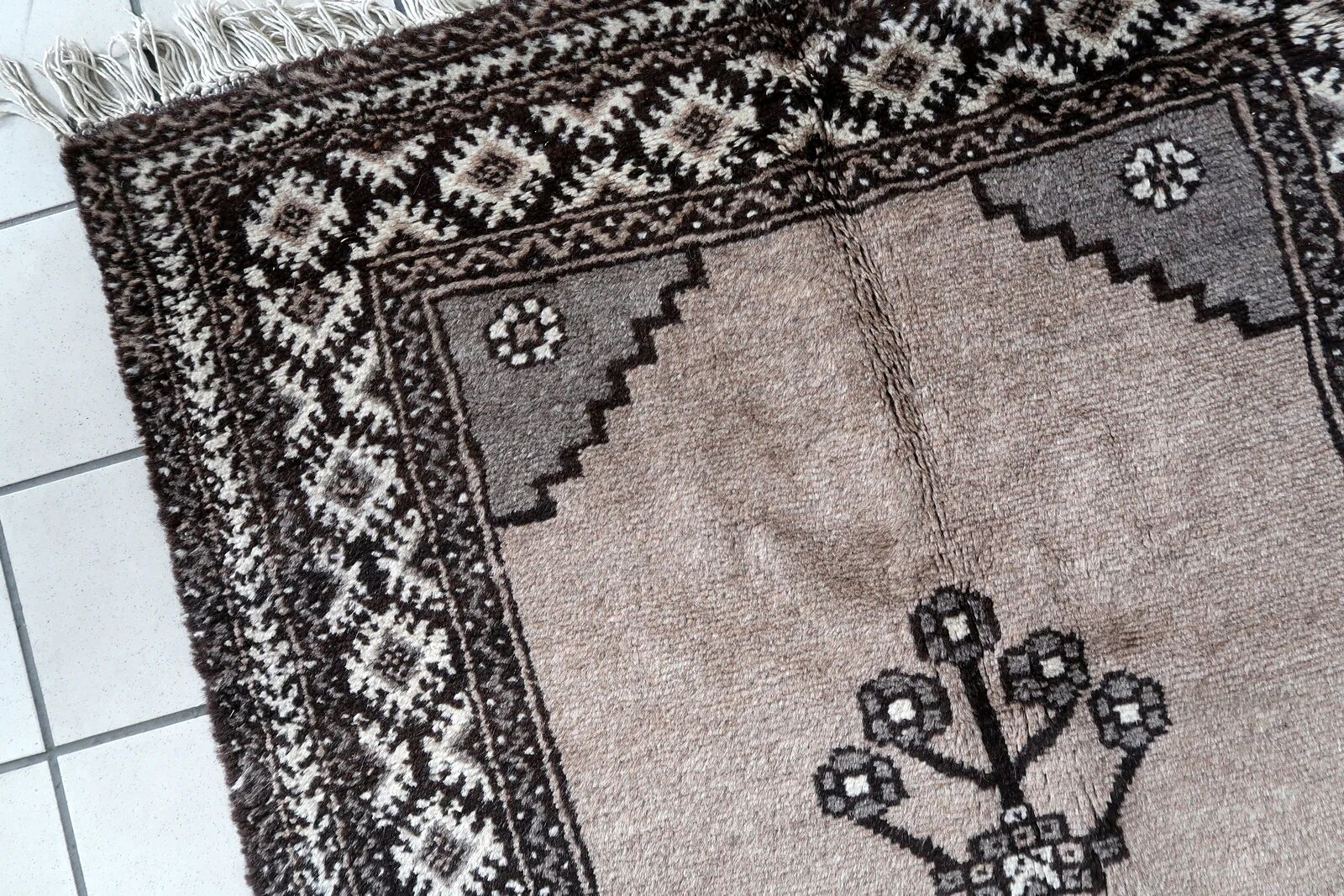 Handmade vintage Persian Gabbeh rug 111cm x 214cm, 1970s