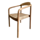 solid wood chair with woven seat and armrests