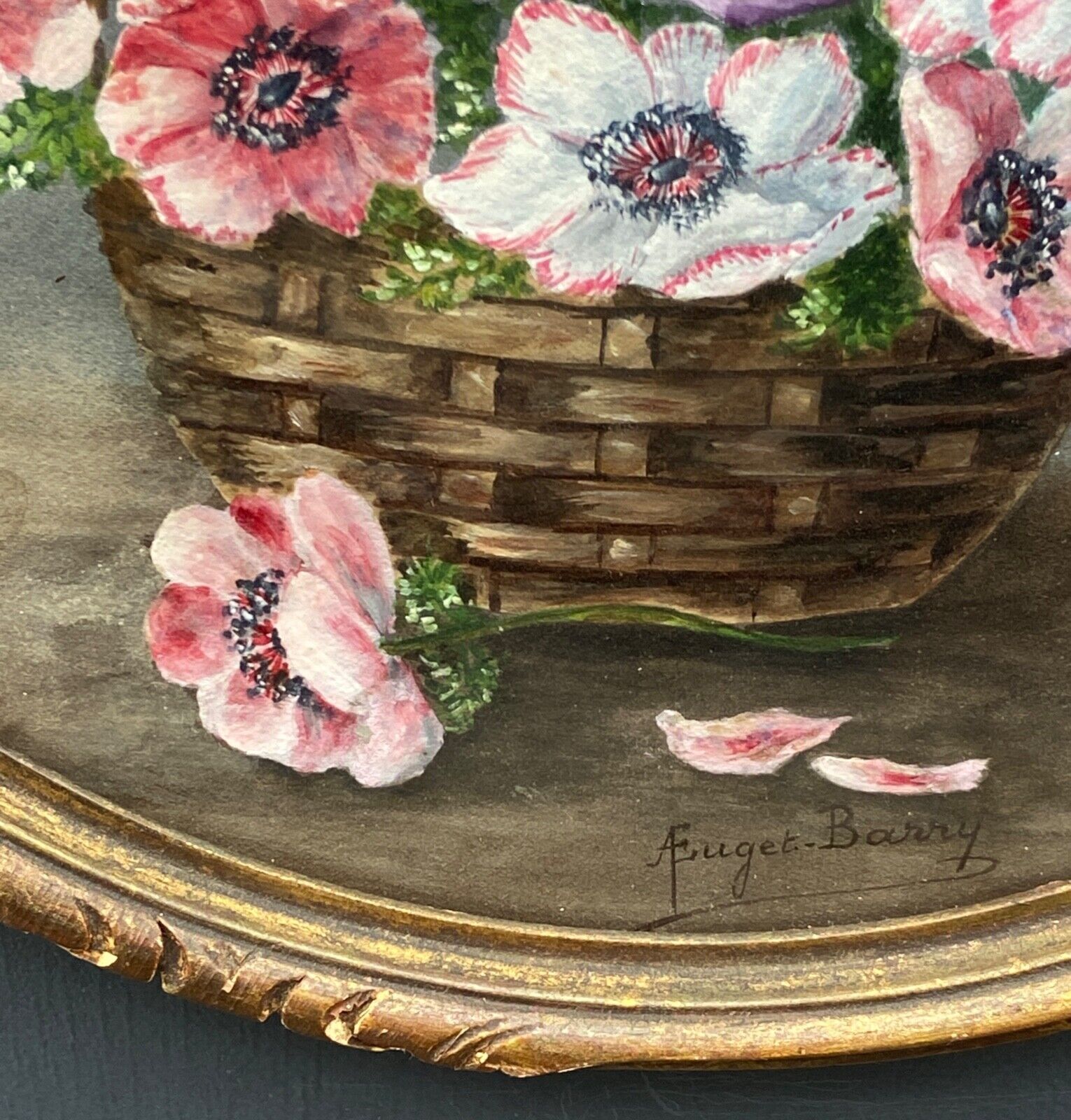 Watercolor on paper in euget-barry still life bouquet of flowers twentieth