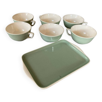 Villeroy & Boch Vintage Celadon Green Coffee Cups and Small Tray