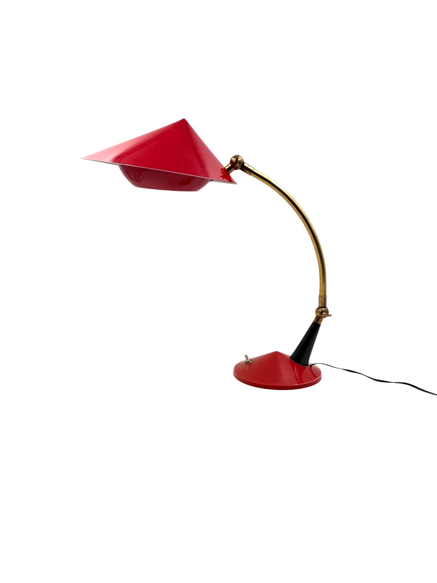 Mid century red desk Lamp, Stilux Milan Italy 1960 ca.