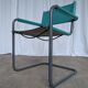 Vintage Mart Stam Style Armchair: Turquoise Leather, Black Chrome Cantileve