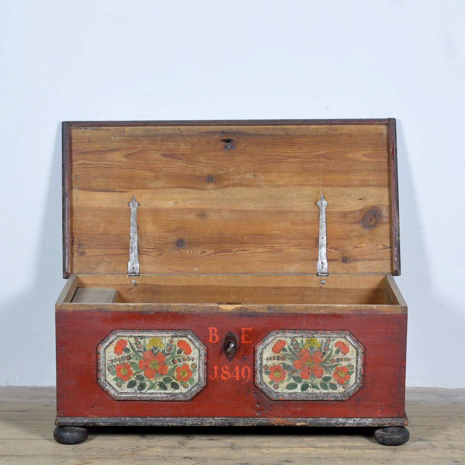 Folk art wedding chest from 1849