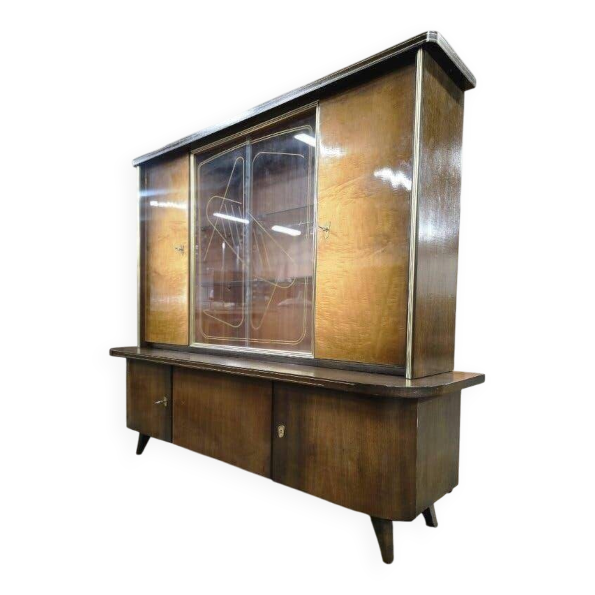 XL vintage wooden display cabinet/buffet/wall unit