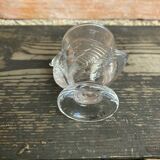 Vintage egg cup, hen shape, clear molded glass
