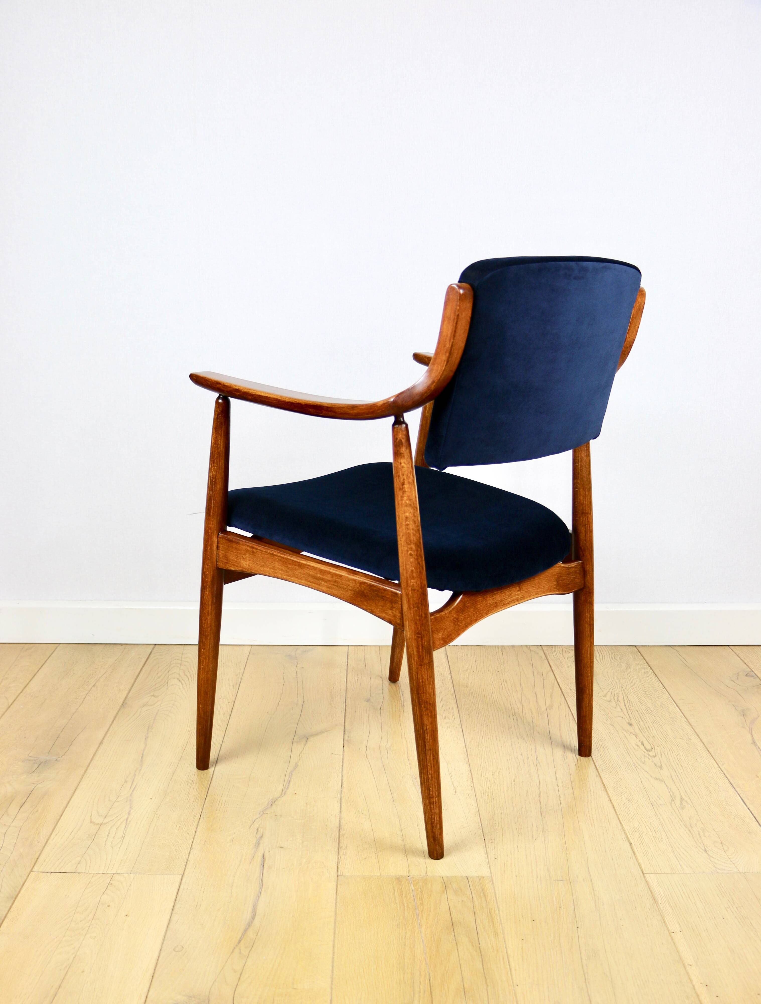 Danish office armchair vintage - navy blue