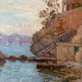 Huile sur bois Baie en Méditerranée