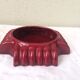 Ashtray red enamelled ceramics in geometric design and the 1950s vintage