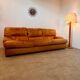 Vintage 3-seater sofa in Camel brown leather design roche bobois France from the 70s