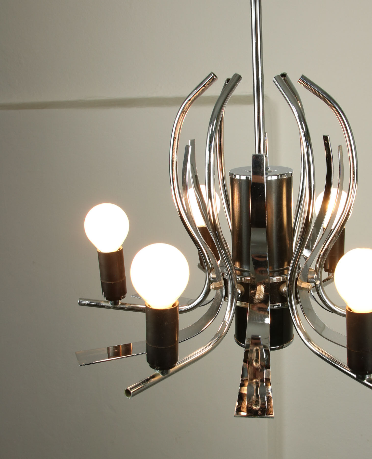 Vintage chrome swan shaped chandelier, 70