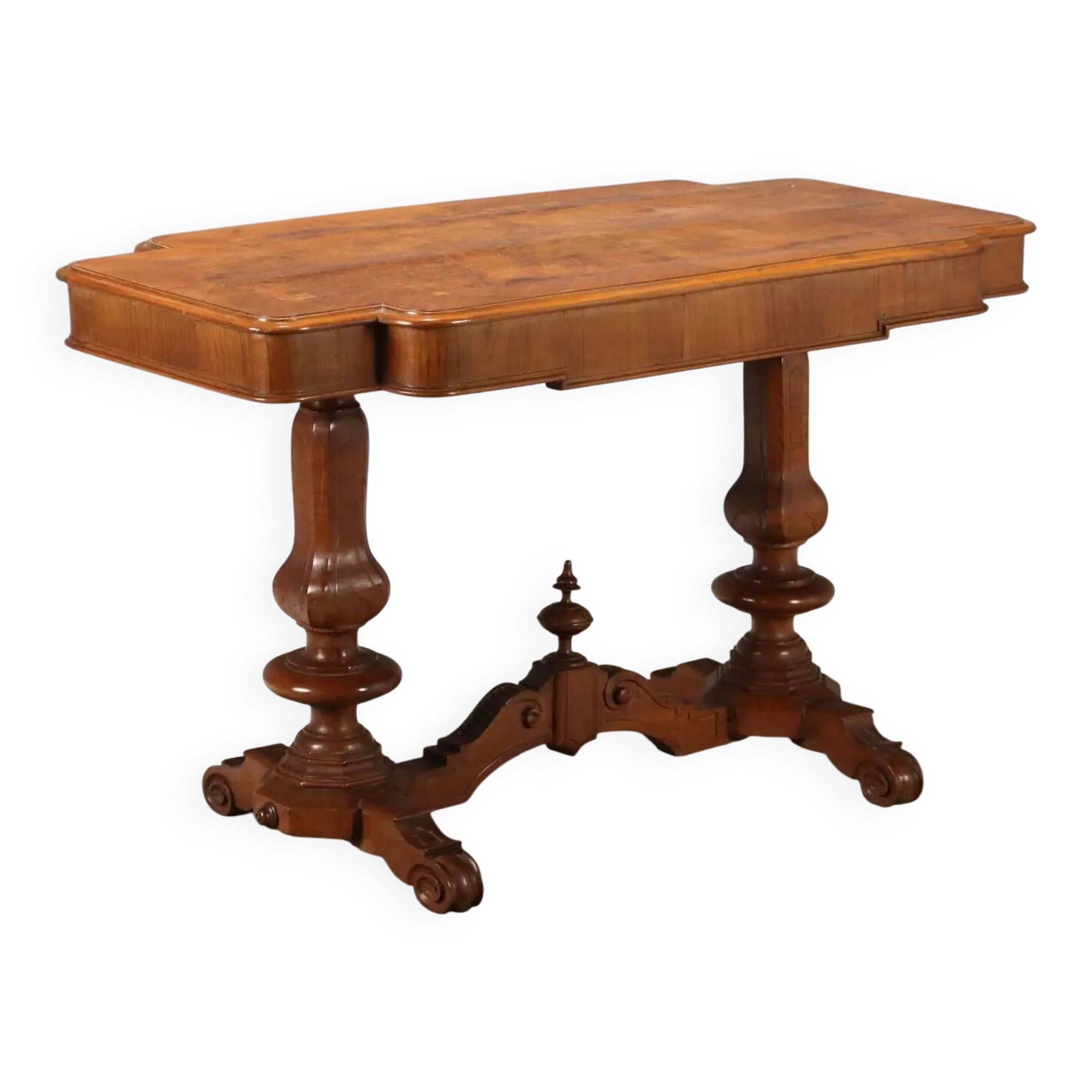 Small antique Umbertino table in walnut, Italy, 19th century.