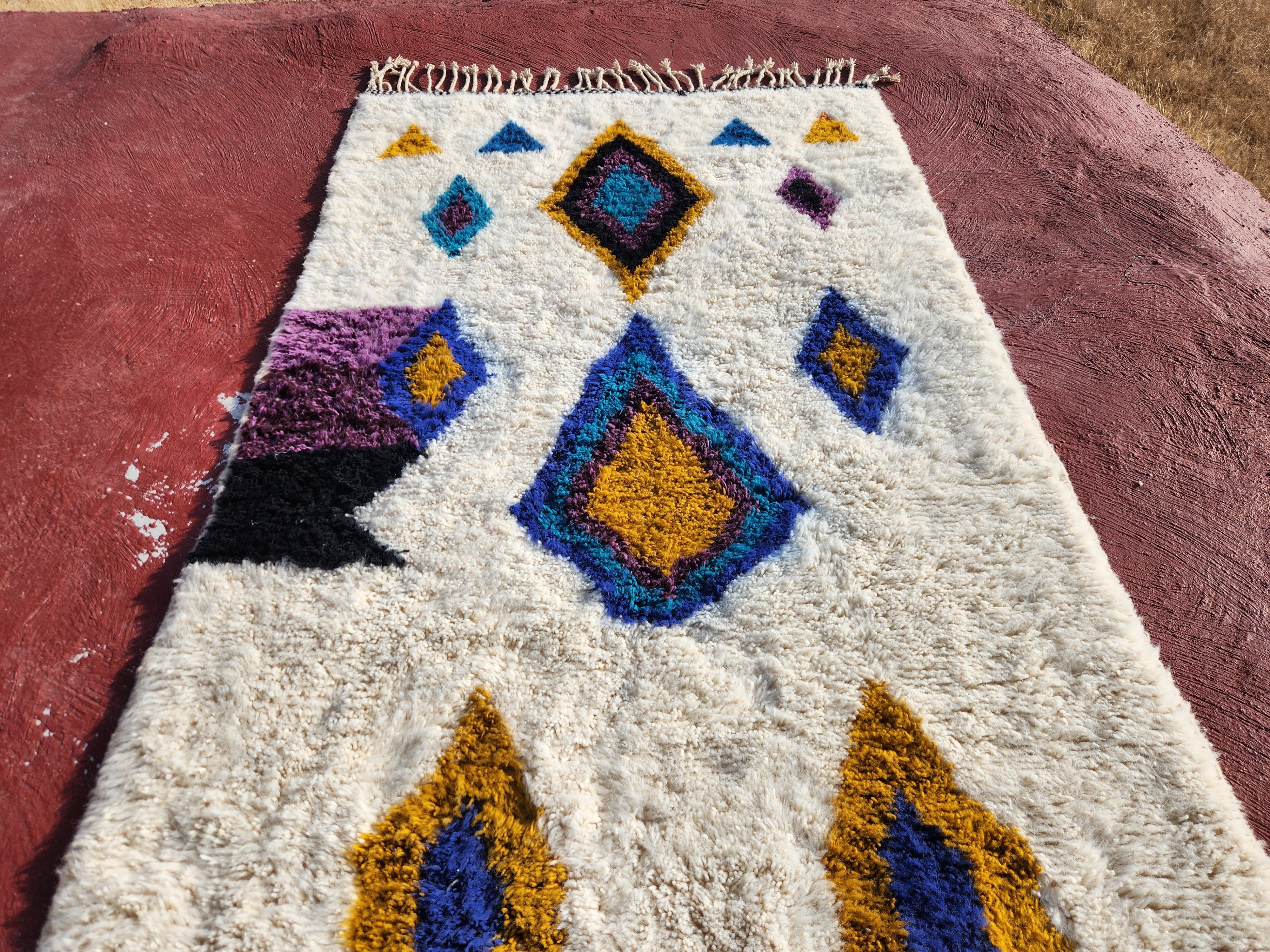 Beni Ouarain rug 250x150 cm in natural wool – Moroccan Berber rug