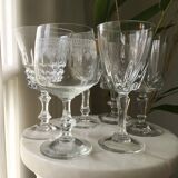 6 assorted crystal wine glasses