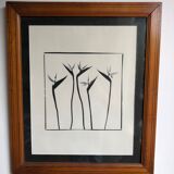 Flowers black and white framed print