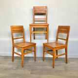 Set of 3 oak chairs from the 50s reconstruction period