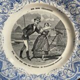 Set of 6 talking plates - creil and montereau France