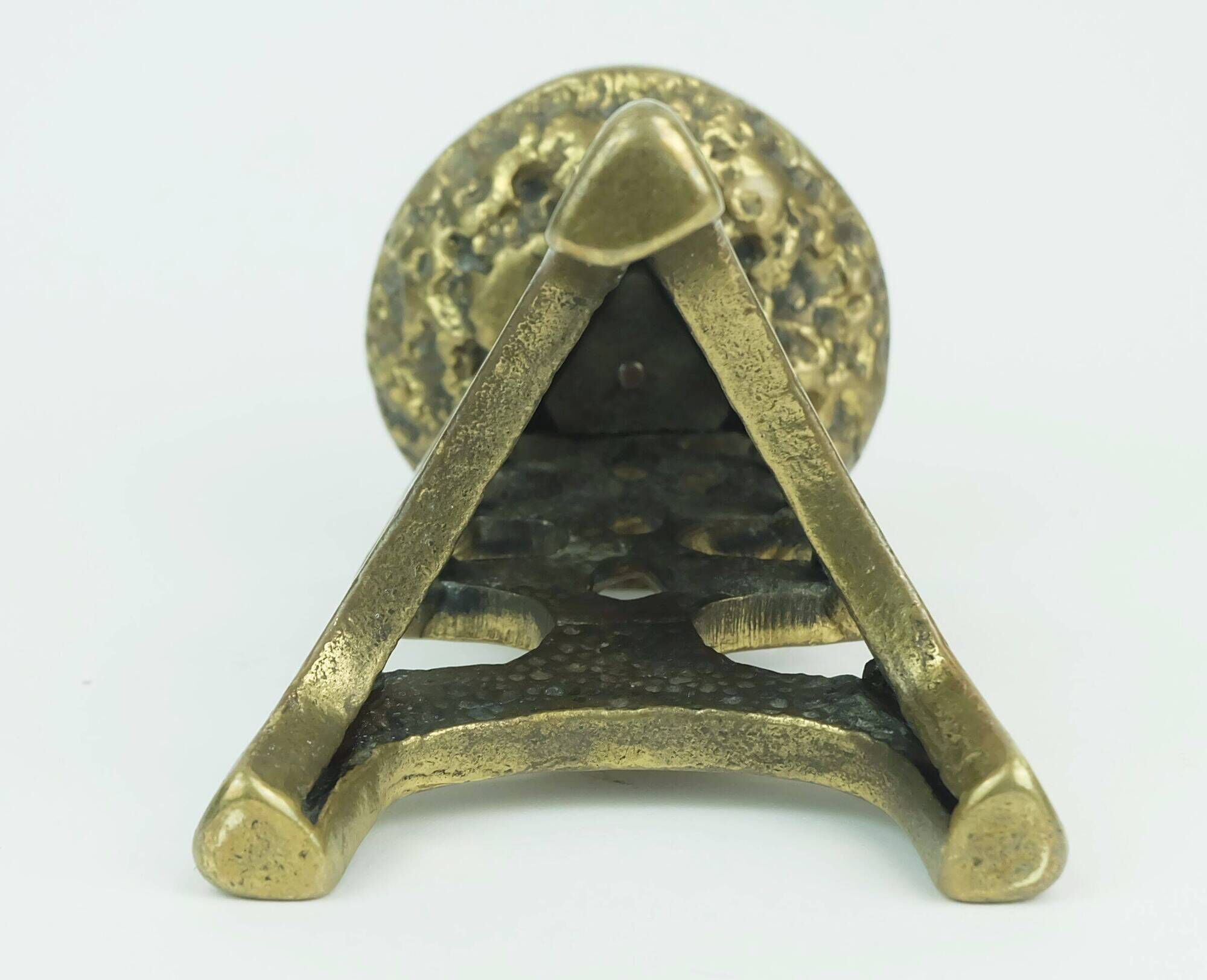 Outstanding 1960s 70s mid century brutalist brass candleholder for one big candle