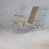 Tubular steel armchair and "cream" leather, France, circa 1970