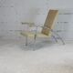 Fauteuil acier tubulaire et cuir "crème", France, circa 1970