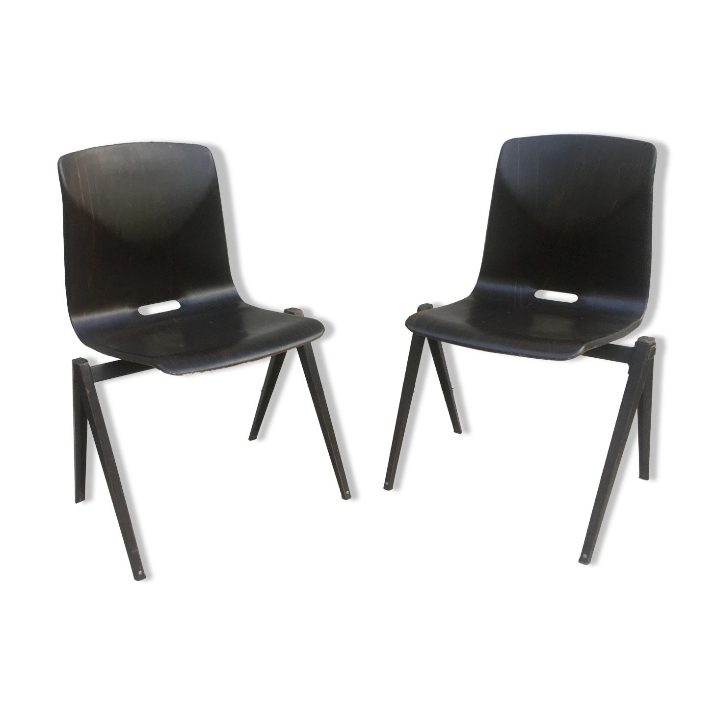 Pair of vintage chairs compass legs galvanitas s22