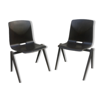 Pair of vintage chairs compass legs galvanitas s22