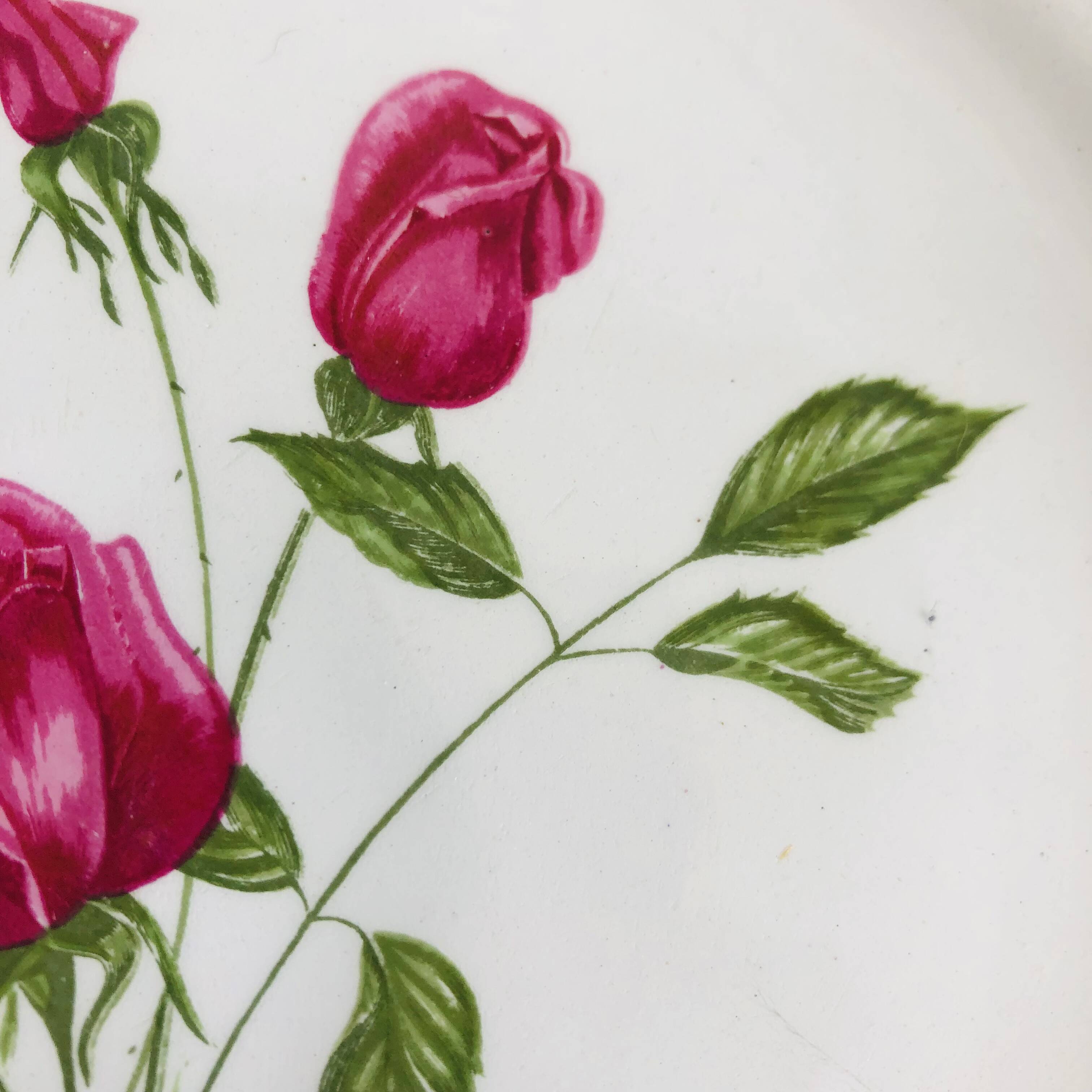 Plate by Amandinoise with a floral art deco rose motif.