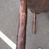 Old wooden side table vintage tree trunk décor