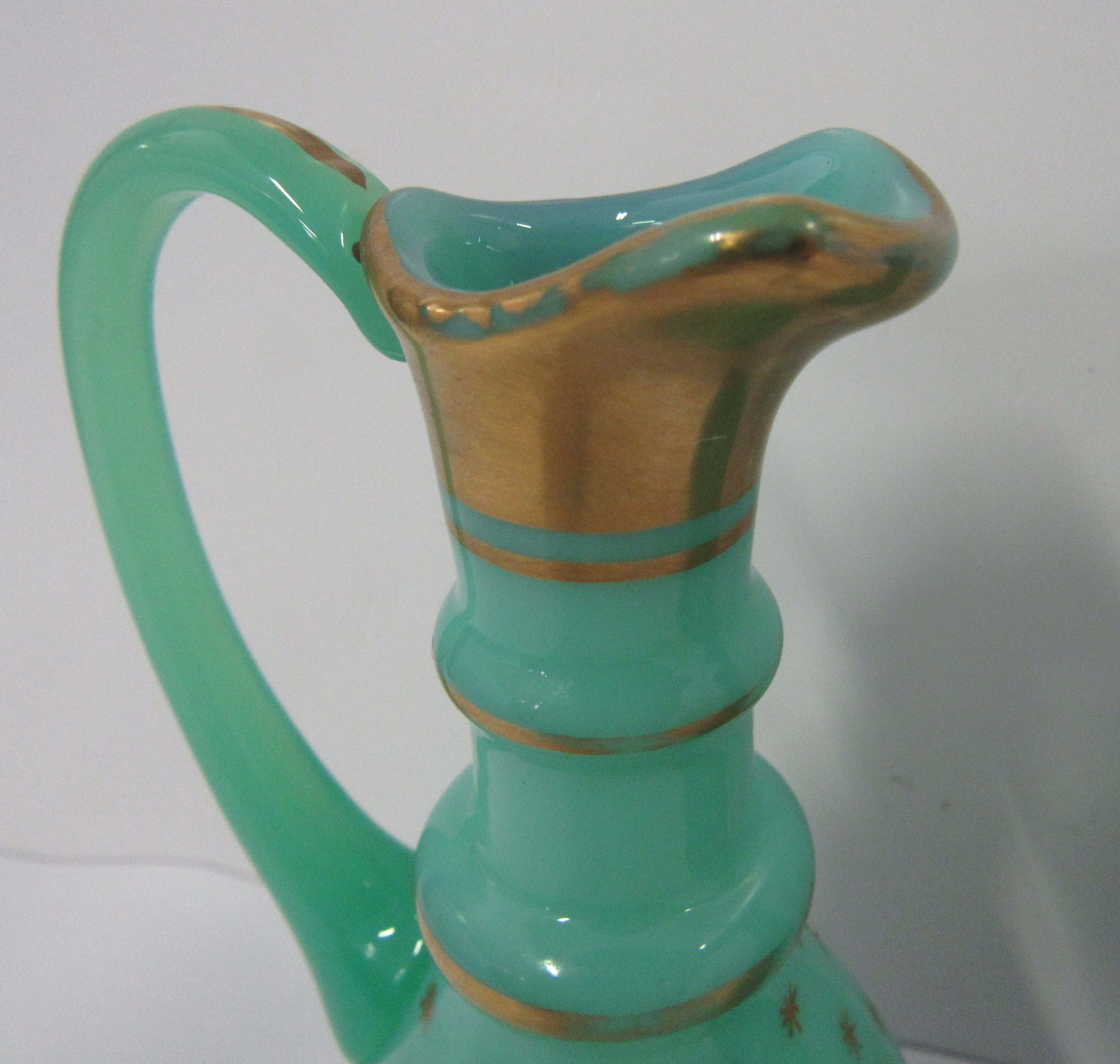 Pair ewers in green opaline oil-bitter wine