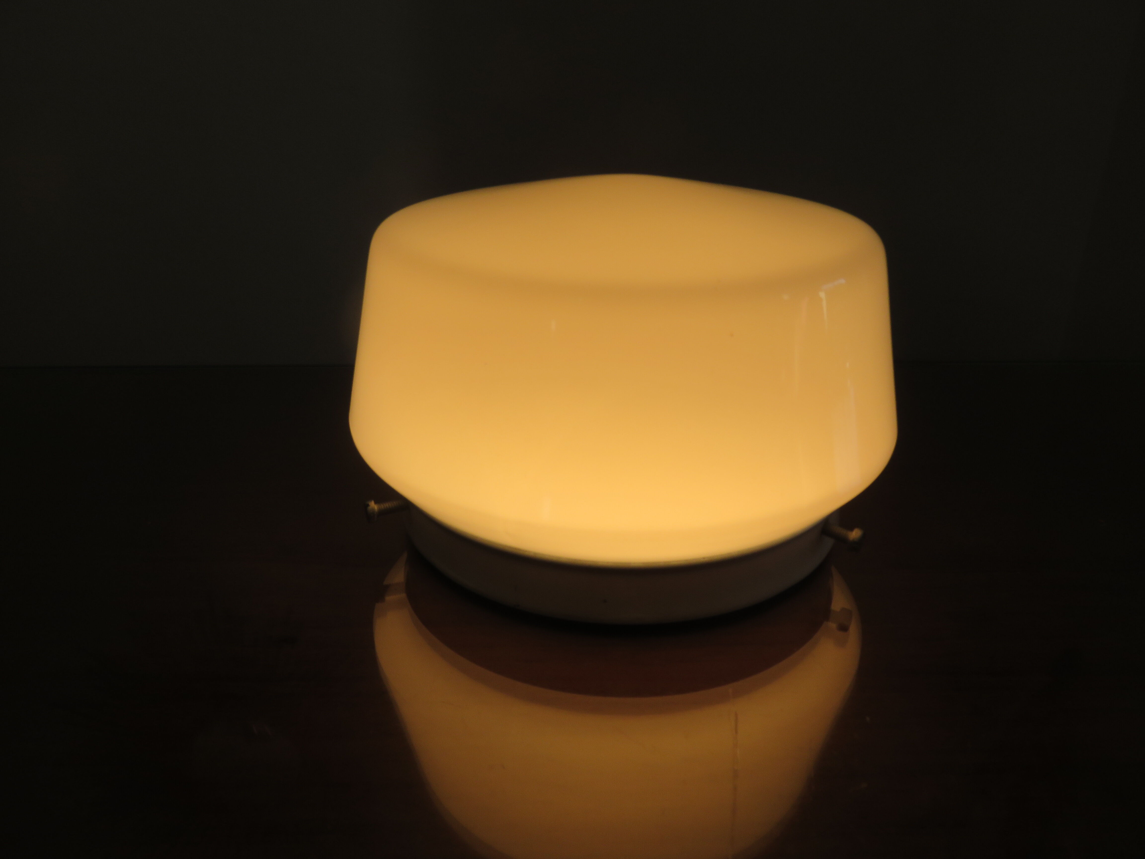 Ceiling lamp in opaline and lacquered metal 60s 70s