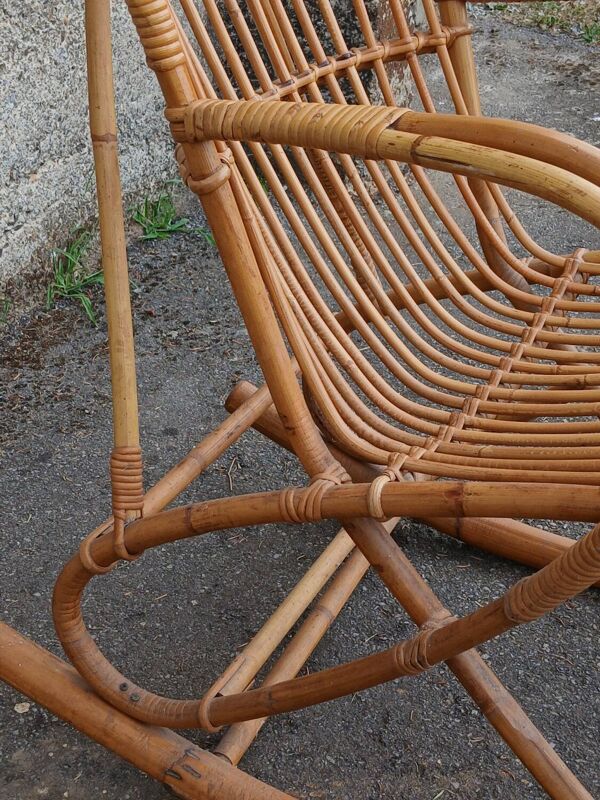 Rocking-chair en rotin , années 50/60