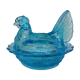 Poule en verre bleu