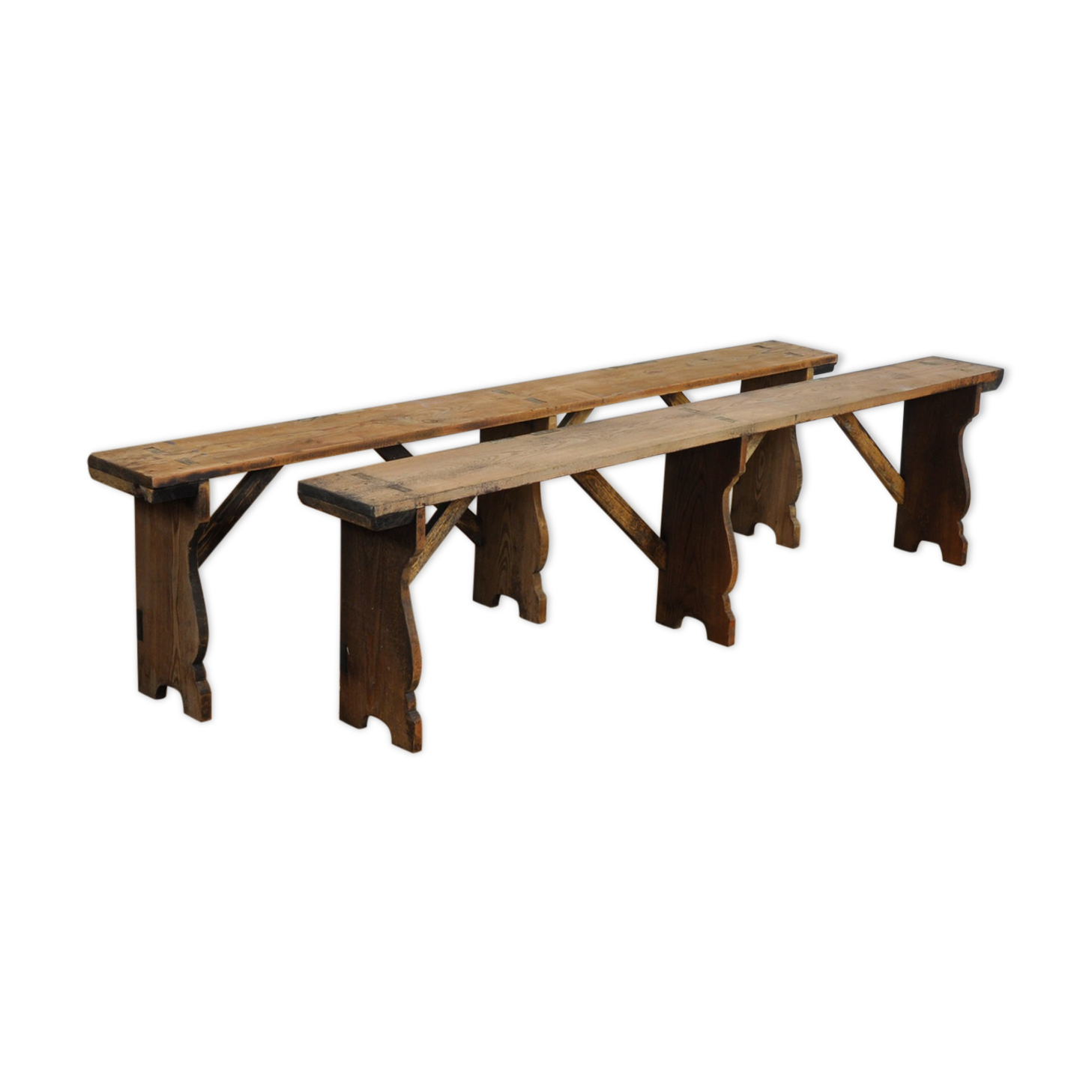 Set of two vintage pine benches, 1940