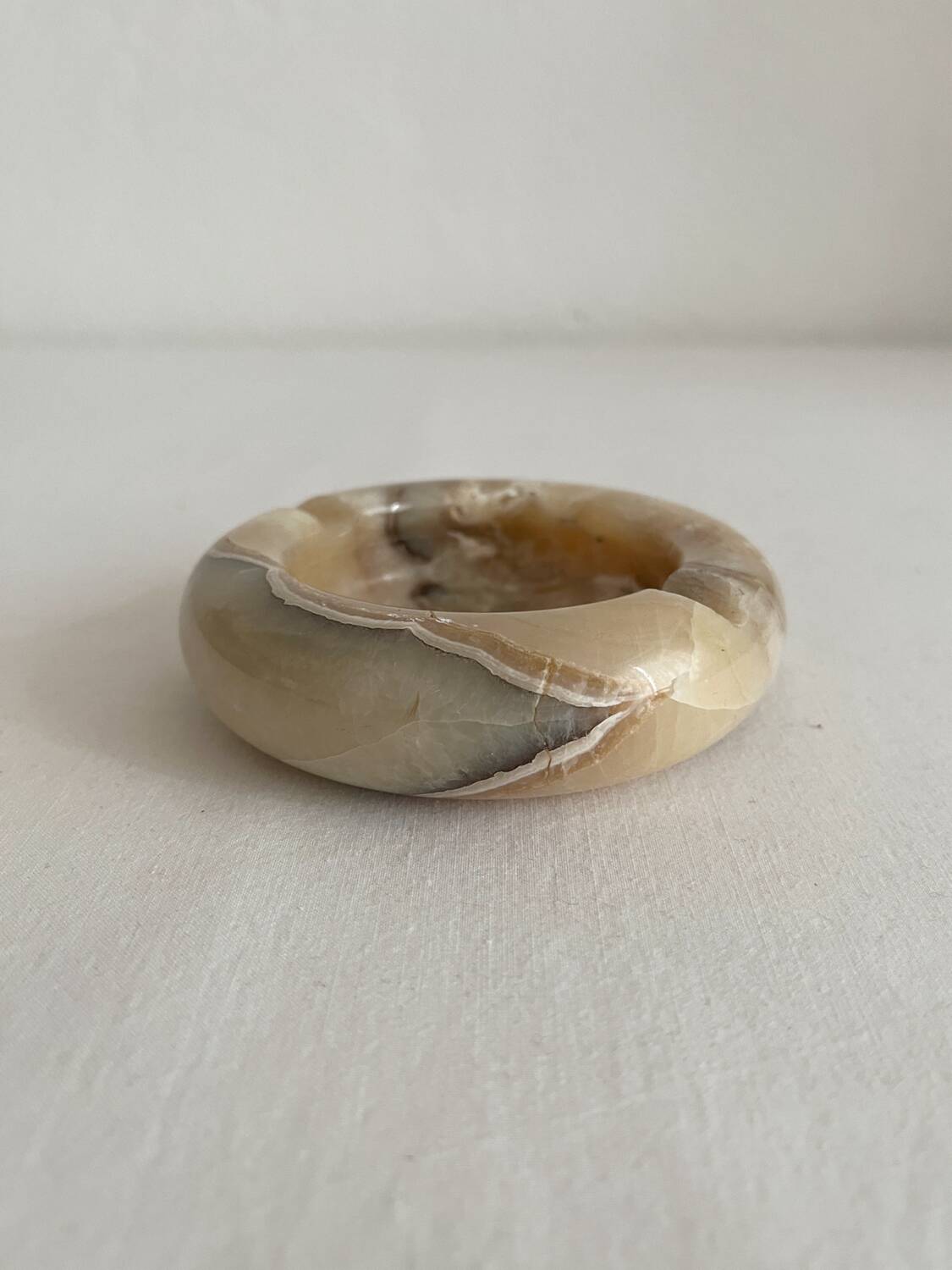 Vintage round alabaster ashtray