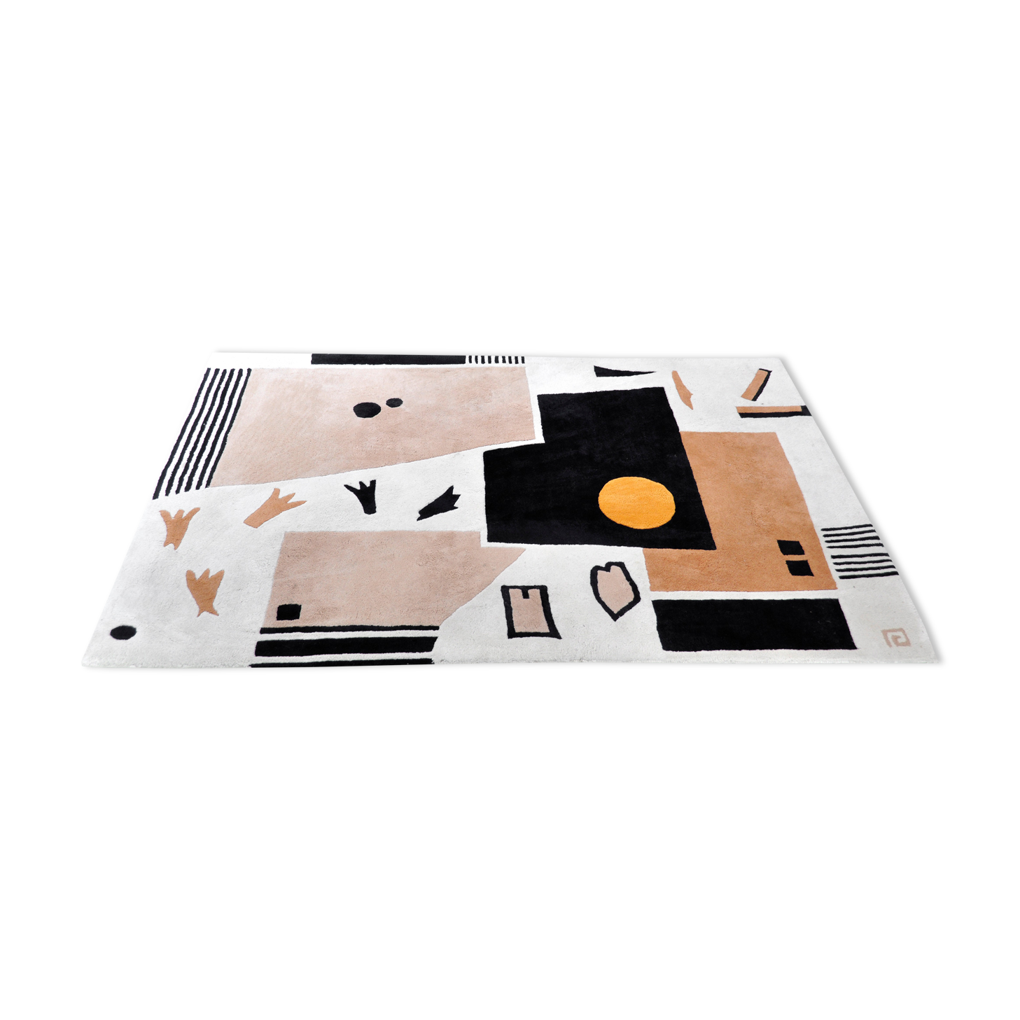 Vintage Handwoven Rug with Abstract Design, 1980s