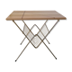 Table d'appoint vintage en métal doré avec range magazines/disques vinyles et plateau bois original