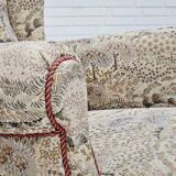 1955-60s, Danish design, high back armchair in floral multicolor fabric, original condition.